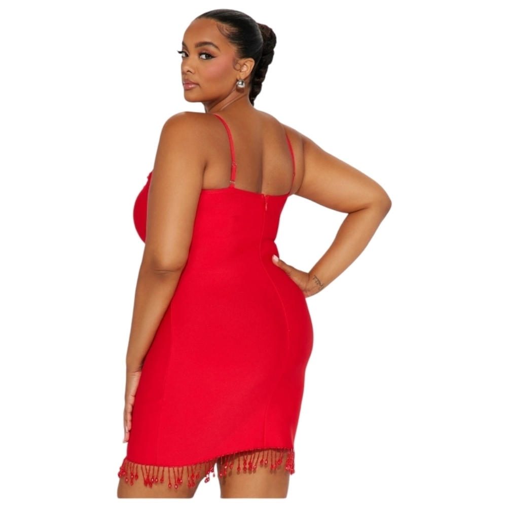 Allie Red Embellished Bandage Dress by Fashion Nova Sz XL - Picture 6 of 7